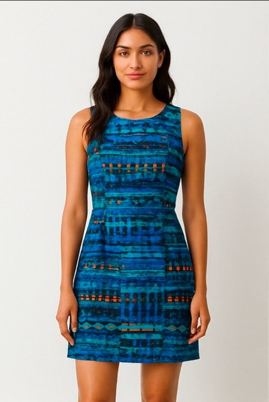 Tracy Reese Blue Sleeveless Lined Dress Women’s Small (Approx) Abstract